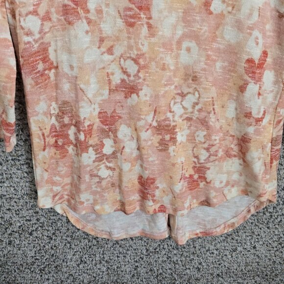 Rose & Olive Womens Small Pink Knit Scoop Neck Button Accent Floral Casual - Picture 5 of 7